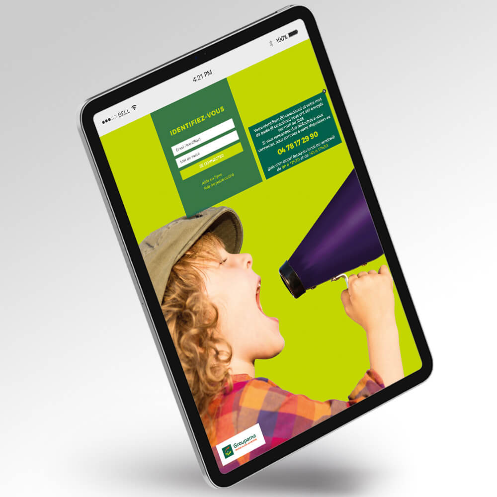 Plateforme Groupama sur tablette créée par Cadeaux Privés